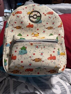 Pokémon Pattern backpack– Cream with Multi-Color Characters